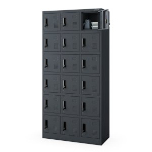 Szafka pracownicza skrytkowa 18-skrytkowa antracytowa, 900x1850x400 mm: KAROL 2