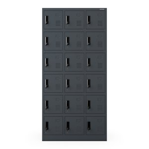 Szafka pracownicza skrytkowa 18-skrytkowa antracytowa, 900x1850x400 mm: KAROL 5