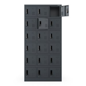 Szafka pracownicza skrytkowa 18-skrytkowa antracytowa, 900x1850x400 mm: KAROL 6