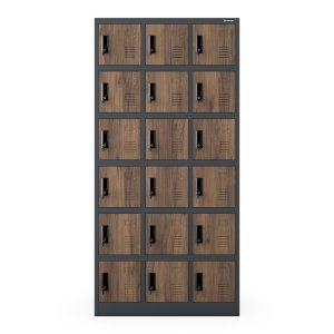 Szafka pracownicza skrytkowa 18-skrytkowa antracytowa/orzech, 900x1850x400 mm: KAROL Eco Design 5