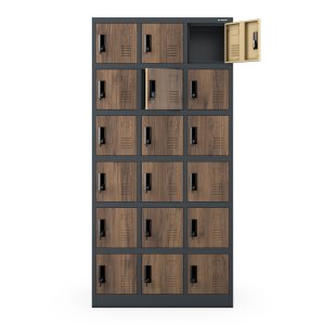 Szafka pracownicza skrytkowa 18-skrytkowa antracytowa/orzech, 900x1850x400 mm: KAROL Eco Design 6