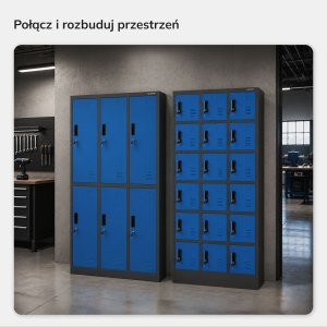 Szafka pracownicza skrytkowa 18-skrytkowa antracytowo-niebieska, 900x1850x400 mm: KAROL 9