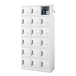 Szafka pracownicza skrytkowa 18-skrytkowa biała, 900x1850x400 mm: KAROL 2
