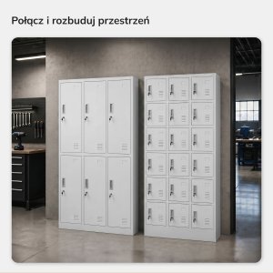 Szafka pracownicza skrytkowa 18-skrytkowa biała, 900x1850x400 mm: KAROL 9