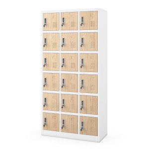 Szafka pracownicza skrytkowa 18-skrytkowa biała/dąb sonoma, 900x1850x400 mm: KAROL Eco Design 1