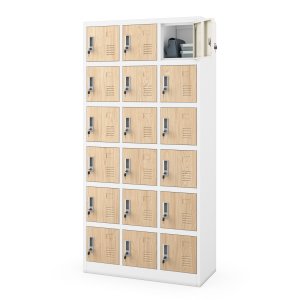 Szafka pracownicza skrytkowa 18-skrytkowa biała/dąb sonoma, 900x1850x400 mm: KAROL Eco Design 2