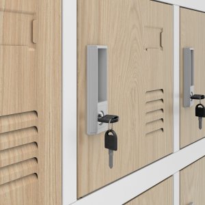 Szafka pracownicza skrytkowa 18-skrytkowa biała/dąb sonoma, 900x1850x400 mm: KAROL Eco Design 3