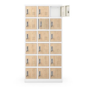 Szafka pracownicza skrytkowa 18-skrytkowa biała/dąb sonoma, 900x1850x400 mm: KAROL Eco Design 6