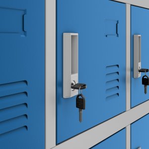Szafka pracownicza skrytkowa 18-skrytkowa szaro-niebieska, 900x1850x400 mm: KAROL 4