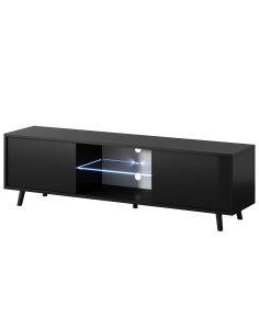 Szafka RTV Luna 01 LED Czarna 140 cm