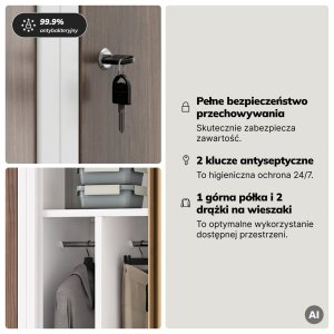 Szafka ubraniowa pracownicza czterokomorowa biała/orzech, 800x1800x500 mm: KACPER Eco Design 4
