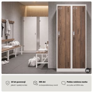 Szafka ubraniowa pracownicza czterokomorowa biała/orzech, 800x1800x500 mm: KACPER Eco Design 7