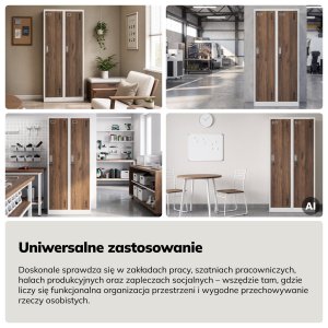 Szafka ubraniowa pracownicza czterokomorowa biała/orzech, 800x1800x500 mm: KACPER Eco Design 8