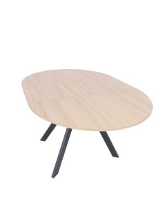 stół rozkładany do jadalni tavo 100-140x100 cm, dąb naturalny z czarnymi nogami