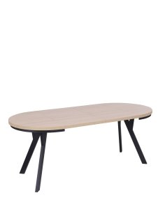 stół rozkładany do jadalni torino 90-190x90 cm, dąb naturalny z czarnymi nogami