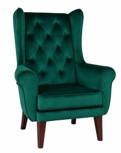 Fotel Uszak Chesterfield Magic Velvet 2225, Drewno 8. Ciemny Brąz (3407) - OUTLET