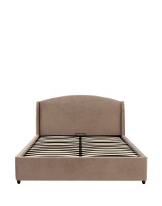 eleganckie łóżko dwuosobowe tapicerowane Venazio z pojemnikiem 160x200, taupe