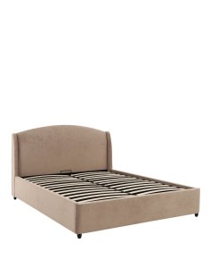 eleganckie łóżko dwuosobowe tapicerowane Venazio z pojemnikiem 160x200, taupe