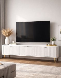 szafka pod telewizor biała zova (rtv168), white/gold